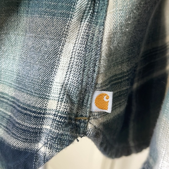 Carhartt Women’s Beartooth Hooded Flannel Button Down Shirt Navy Size XS - Picture 4 of 12